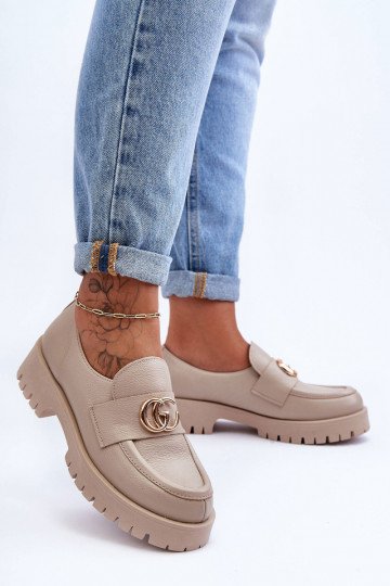 Chaussures en cuir naturel avec des ornements beige Rosefalls