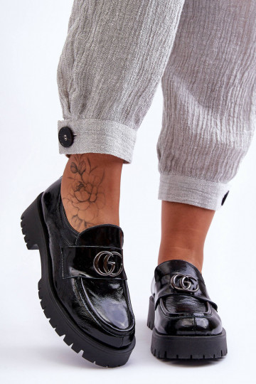 Chaussures en cuir naturel avec ornements couleur noire Rosefalls