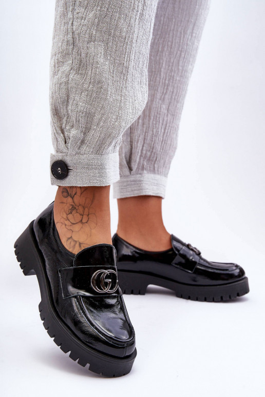 Chaussures en cuir naturel avec des ornements couleur noire Rosefalls