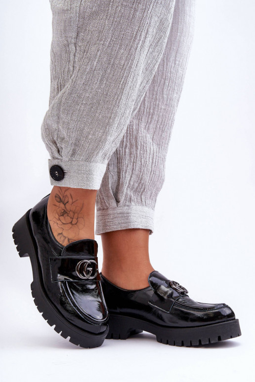 Chaussures en cuir naturel avec des ornements couleur noire Rosefalls