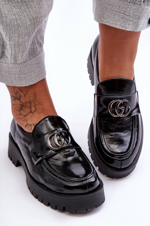 Chaussures en cuir naturel avec des ornements couleur noire Rosefalls