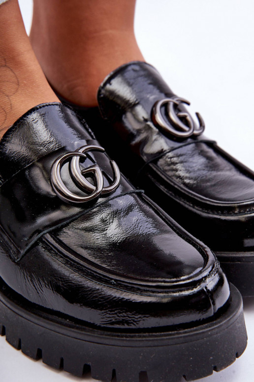 Chaussures en cuir naturel avec des ornements couleur noire Rosefalls