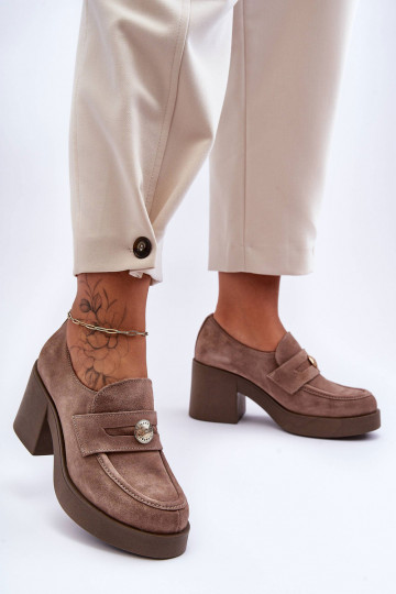 Chaussures en daim pour femmes avec talons couleur sable Lemar Dunadia 2