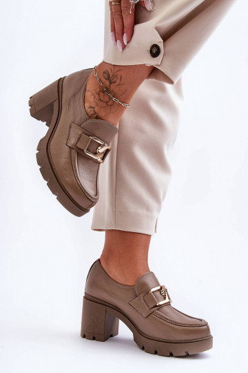 Style élégant chaussures avec des talons avec des ornements beige Lemar Harmell 2