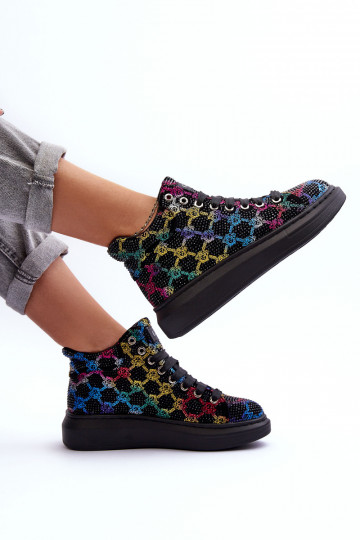 baskets avec une plateforme Cristal de montagne GOE MM2N4009 couleur noire