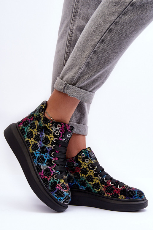 baskets avec une plateforme Cristal de montagne GOE MM2N4009 couleur noire baskets avec une plateforme Cristal de montagne GOE MM2N4009 couleur noire