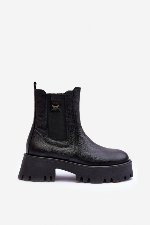 Peau bottes élégantes avec une plateforme couleur noire Lemar Lisencca Peau bottes élégantes avec une plateforme couleur noire Lemar Lisencca