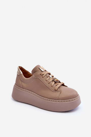 Peau baskets avec une plateforme Il fautciejka 06191-04 beige 2