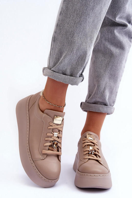 Peau baskets avec une plateforme Il fautciejka 06191-04 beige Peau baskets avec une plateforme Il fautciejka 06191-04 beige