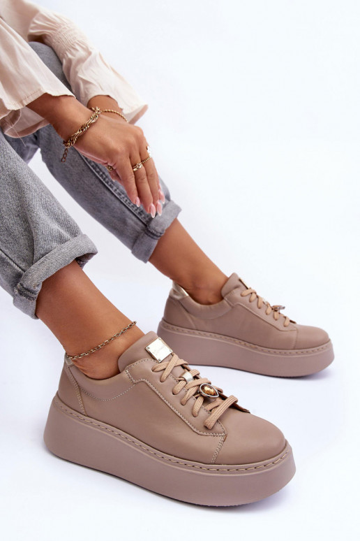 Peau baskets avec une plateforme Il fautciejka 06191-04 beige Peau baskets avec une plateforme Il fautciejka 06191-04 beige