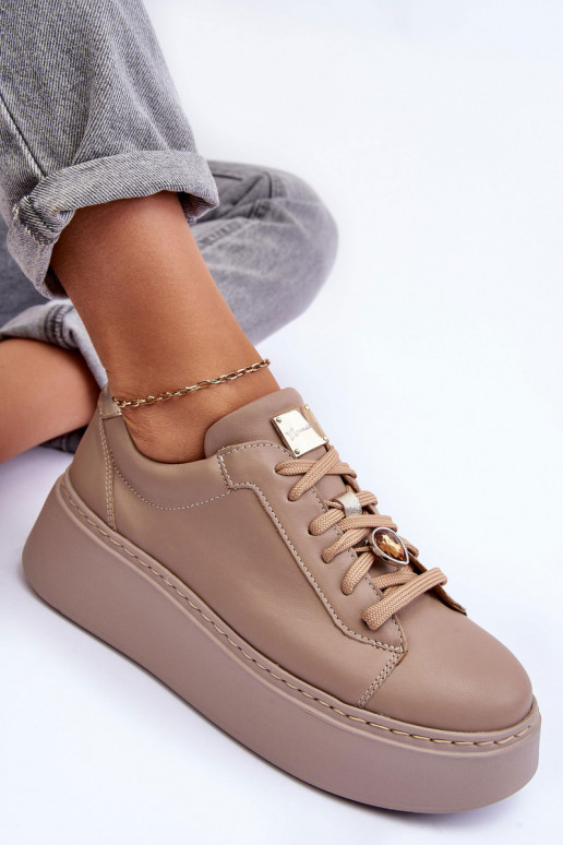 Peau baskets avec une plateforme Il fautciejka 06191-04 beige Peau baskets avec une plateforme Il fautciejka 06191-04 beige