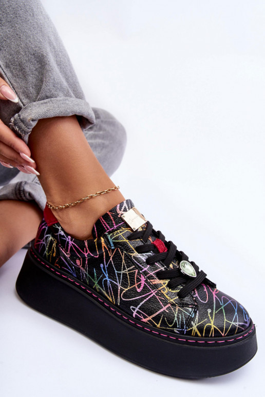 Peau baskets avec une plateforme Il fautciejka 06191-39 Couleurs différentes