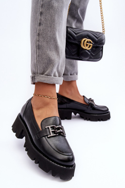 Féminin Peau chaussures Mocassins avec des ornements Laura Messi 2699 couleur noire