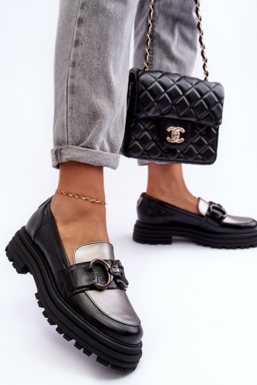 Bottines en cuir à semelle massive couleur noire Elkiza