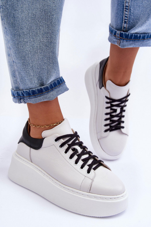 Féminin baskets Peau avec une plateforme Blanc-couleur noire Lemar 10150 Féminin baskets Peau avec une plateforme Blanc-couleur noire Lemar 10150