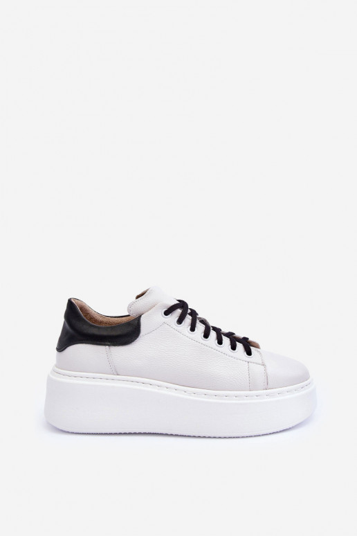 Féminin baskets Peau avec une plateforme Blanc-couleur noire Lemar 10150 Féminin baskets Peau avec une plateforme Blanc-couleur noire Lemar 10150