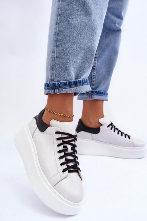Féminin baskets Peau avec une plateforme Blanc-couleur noire Lemar 10150 Féminin baskets Peau avec une plateforme Blanc-couleur noire Lemar 10150