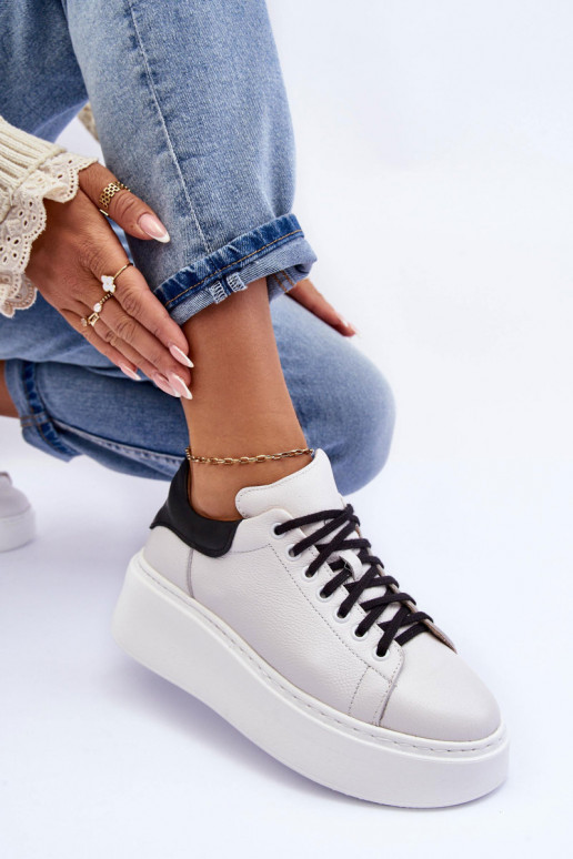 Féminin baskets Peau avec une plateforme Blanc-couleur noire Lemar 10150 Féminin baskets Peau avec une plateforme Blanc-couleur noire Lemar 10150