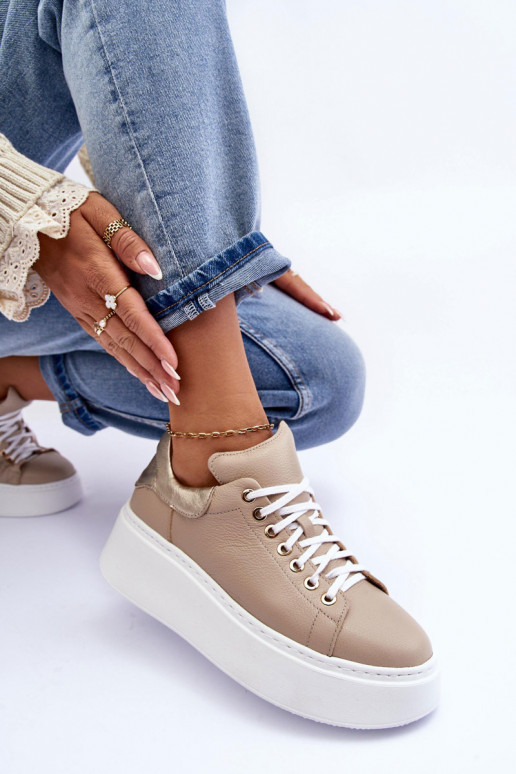 Féminin baskets Peau avec une plateforme beige Lemar 10150 Féminin baskets Peau avec une plateforme beige Lemar 10150