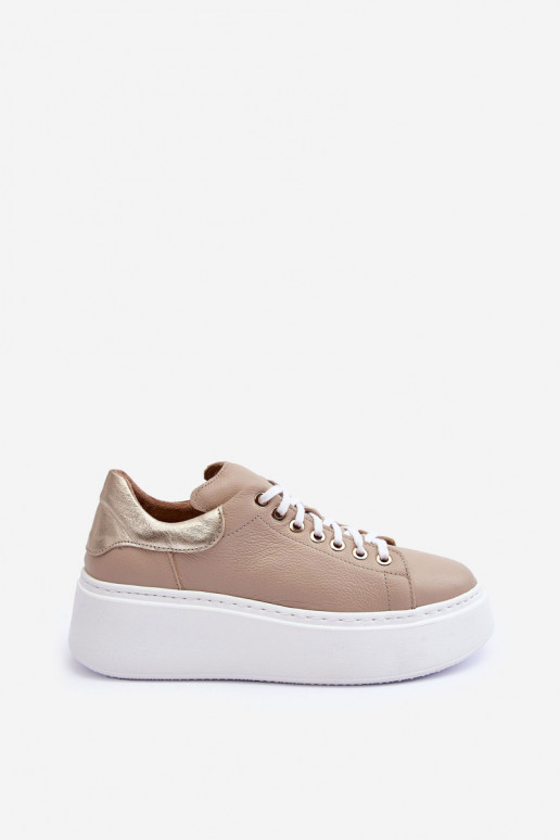 Féminin baskets Peau avec une plateforme beige Lemar 10150 Féminin baskets Peau avec une plateforme beige Lemar 10150