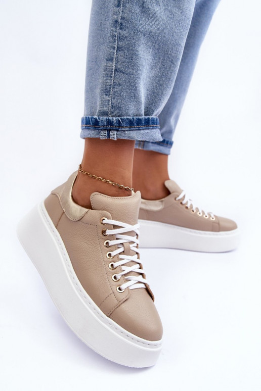 Féminin baskets Peau avec une plateforme beige Lemar 10150 Féminin baskets Peau avec une plateforme beige Lemar 10150