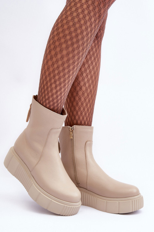 Bottes pour femmes avec une plateforme beige Lemar Jenefer Bottes pour femmes avec une plateforme beige Lemar Jenefer
