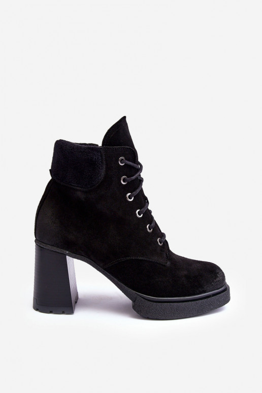 Bottes en daim avec des lacets avec des talons couleur noire Lemar Flomes