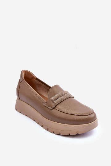 Peau chaussures avec une plateforme avec des ornements beige Lemar Lehira 2