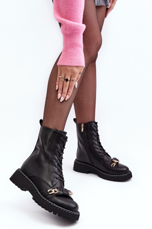 Bottes pour femmes bottes d équitation hautes avec des ornements couleur noire S.Barski MR870-68 Bottes pour femmes bottes d équitation hautes avec des ornements couleur noire S.Barski MR870-68