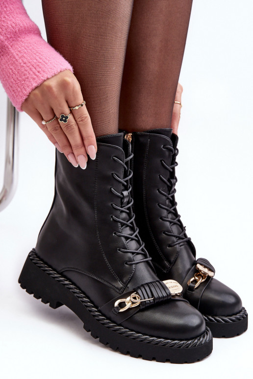 Bottes pour femmes bottes d équitation hautes avec des ornements couleur noire S.Barski MR870-68 Bottes pour femmes bottes d équitation hautes avec des ornements couleur noire S.Barski MR870-68