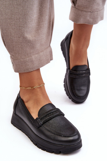 Bottes en cuir avec plateforme et ornements noires Lemar Lehira