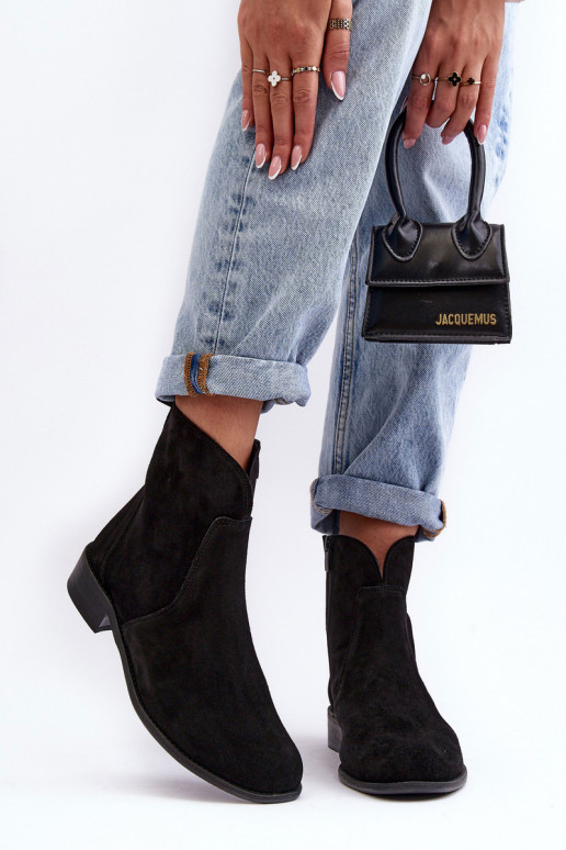 Chaussures en daim Féminin avec fermetures éclair couleur noire Nicole 2829 Chaussures en daim Féminin avec fermetures éclair couleur noire Nicole 2829