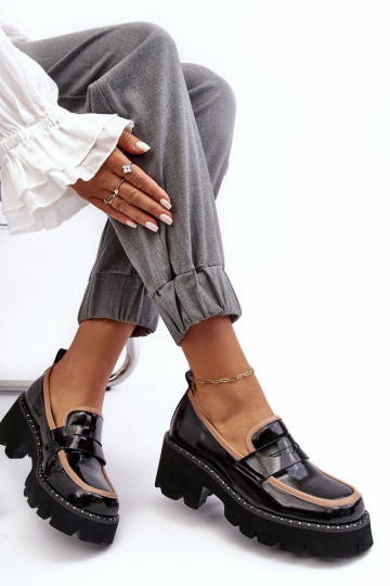 Mocassins en cuir pour femmes D&A MR870-32 noires 2