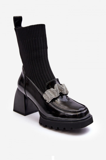 Bottines pour femmes avec tige type chaussette et talons D&A MR870-41 noires 2