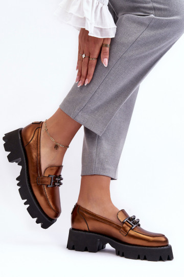 Mocassins en cuir avec ornements Laura Messi 2699 couleur or