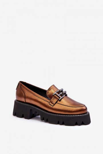 Mocassins en cuir avec ornements Laura Messi 2699 couleur or 2