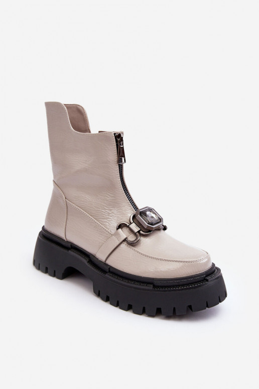 avec effet vernis Féminin Bottes avec fermetures éclair D&A MR870-94 couleur grise avec effet vernis Féminin Bottes avec fermetures éclair D&A MR870-94 couleur grise