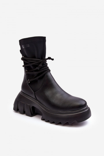 Bottes avec une plateforme avec des détails élégants couleur noire Big Star MM274590