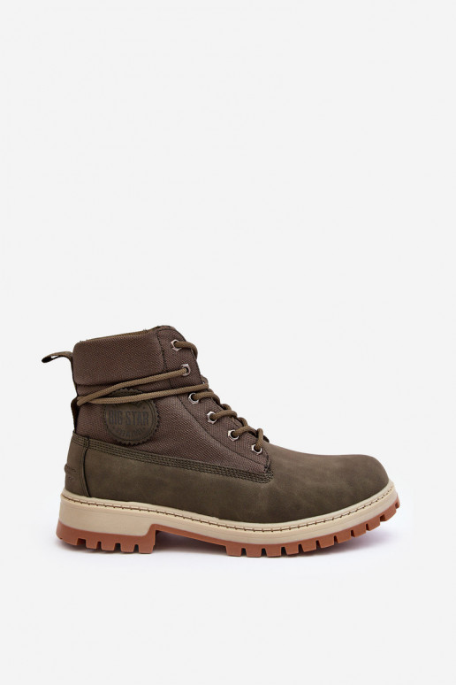 Mâle Bottes chaussures Memory Foam couleur kaki Big Star KK174205 Mâle Bottes chaussures Memory Foam couleur kaki Big Star KK174205