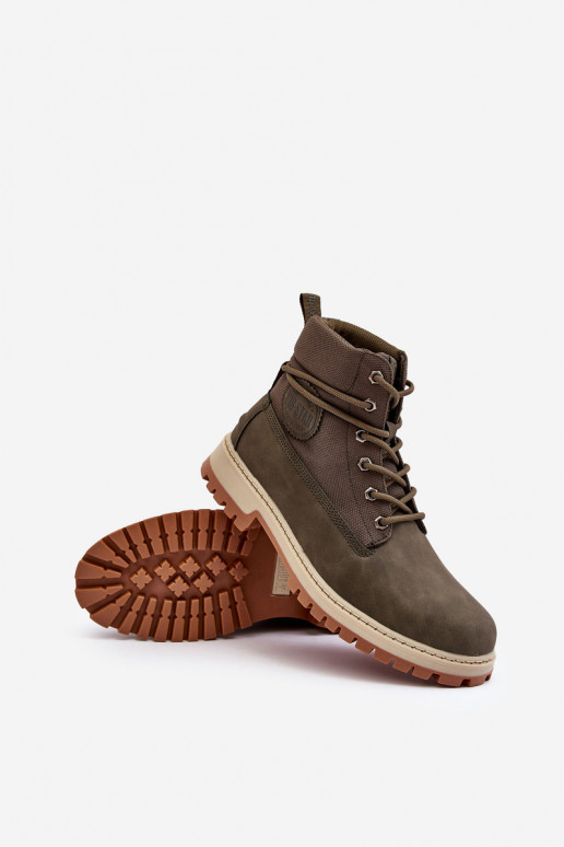 Mâle Bottes chaussures Memory Foam couleur kaki Big Star KK174205 Mâle Bottes chaussures Memory Foam couleur kaki Big Star KK174205