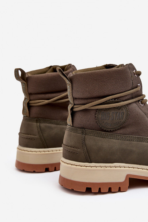 Mâle Bottes chaussures Memory Foam couleur kaki Big Star KK174205 Mâle Bottes chaussures Memory Foam couleur kaki Big Star KK174205