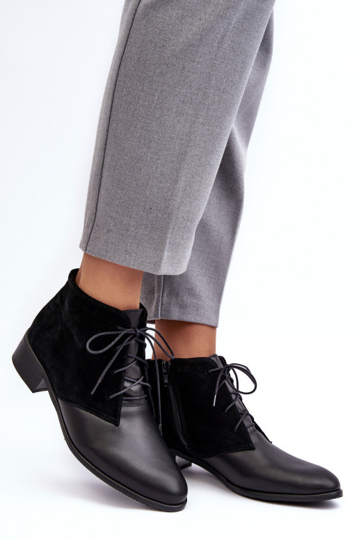 À la mode Féminin Bottes à lacets couleur noire Kefora À la mode Féminin Bottes à lacets couleur noire Kefora