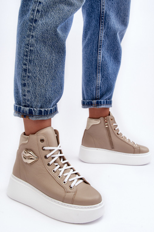 Chaussures de loisirs Grand avec fermetures éclair Lemar beige Katerin Chaussures de loisirs Grand avec fermetures éclair Lemar beige Katerin