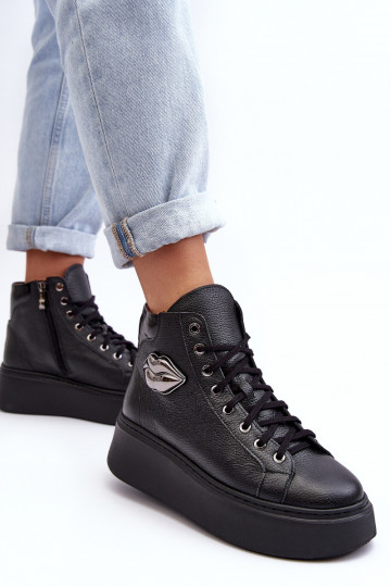 Bottines de loisirs montantes avec zips noires Lemar Katerin