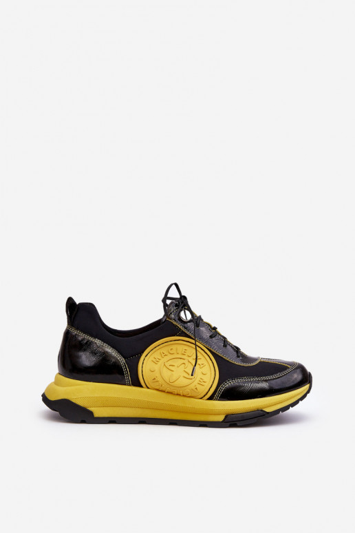 Féminin baskets Peau Il fautciejka 06295-01 Noir et-couleur jaune Féminin baskets Peau Il fautciejka 06295-01 Noir et-couleur jaune