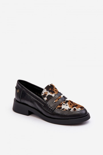 Mocassins en cuir pour femmes noires Tai turiciejka 06250-01 2