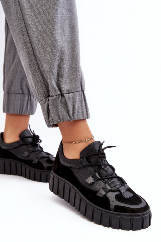 Féminin Peau baskets avec une plateforme M01/1 Zazoo couleur noire Féminin Peau baskets avec une plateforme M01/1 Zazoo couleur noire