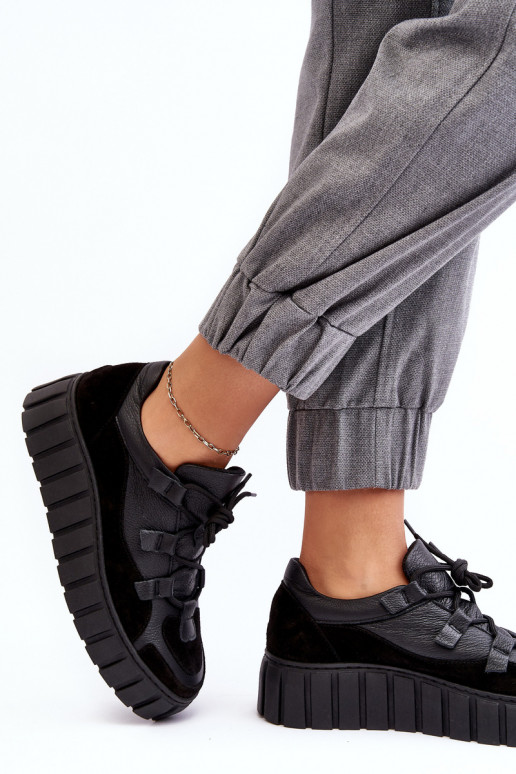 Féminin Peau baskets avec une plateforme M01/1 Zazoo couleur noire Féminin Peau baskets avec une plateforme M01/1 Zazoo couleur noire