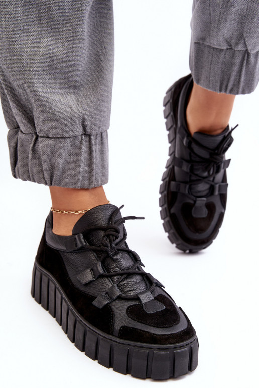 Féminin Peau baskets avec une plateforme M01/1 Zazoo couleur noire Féminin Peau baskets avec une plateforme M01/1 Zazoo couleur noire