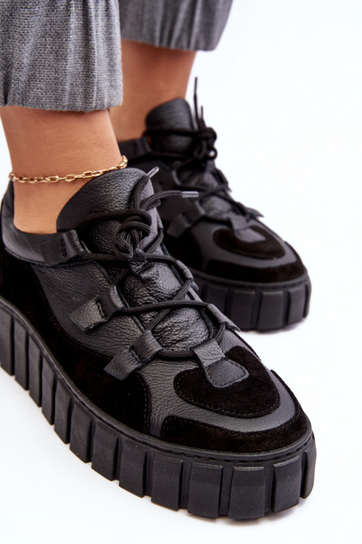 Féminin Peau baskets avec une plateforme M01/1 Zazoo couleur noire Féminin Peau baskets avec une plateforme M01/1 Zazoo couleur noire